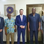 2023 - janvier - Rencontre avec le Gouverneur de Kinshasa en compagnie de SE l'Ambassadeur de Belgique en RDC, La Déléguée générale Wallonie-Bruxelles à Kinshasa et les autorités de la Commune de Masina.