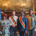 2023 - juin - Visite de Nathan Ngaliema Maire-adjoint de Masina à l'Hôtel de Ville de Namur - Rencontre avec le Bourgmestre Maxime Prévot et la diaspora de RDC