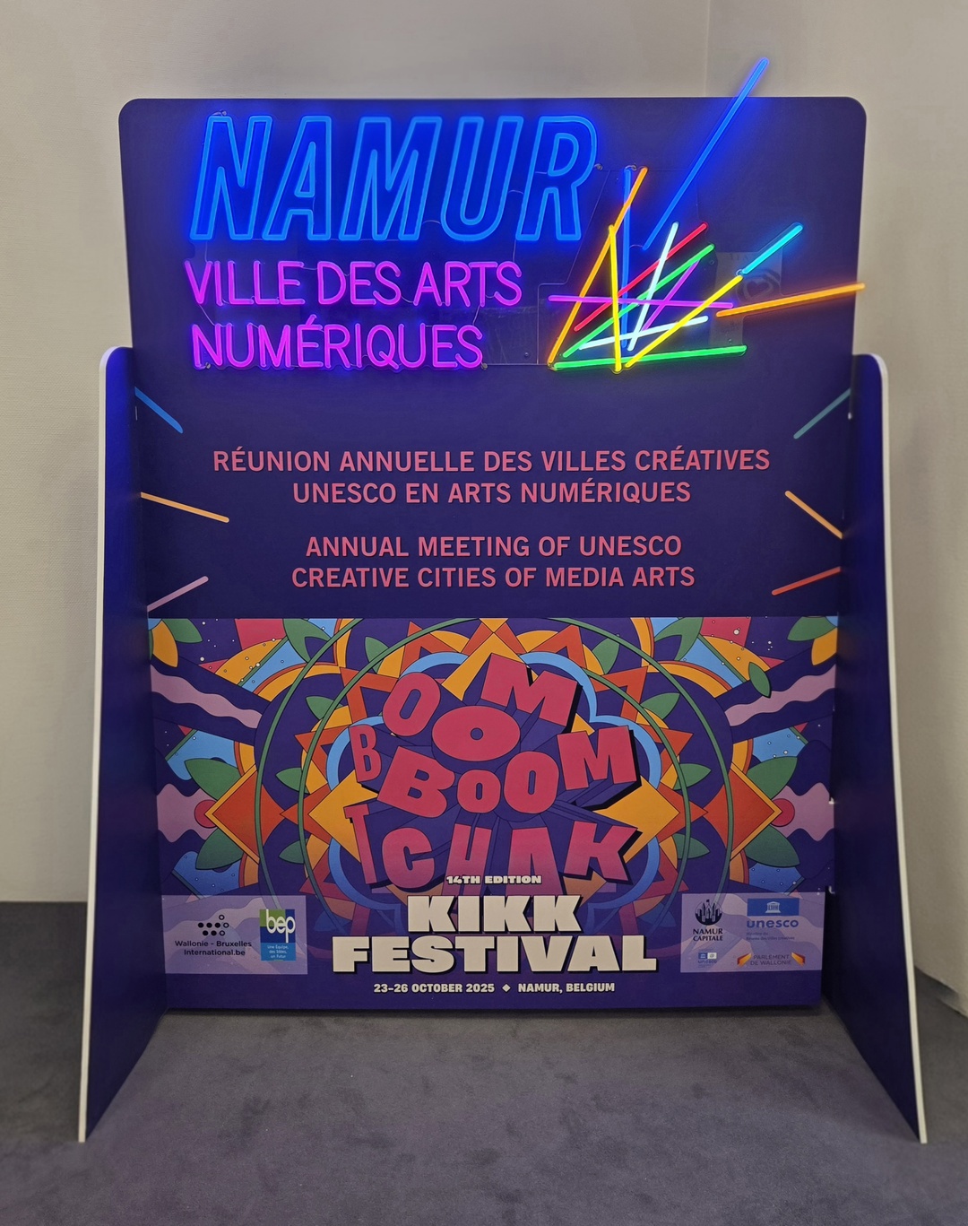 Panneau de la réunion annuelle des Villes Créatives UNESCO à Namur © Namur Capitale